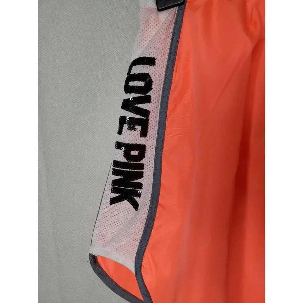 PINK Victoria's Secret Campus Running Sequin Coral Jogging Shorts Fully …